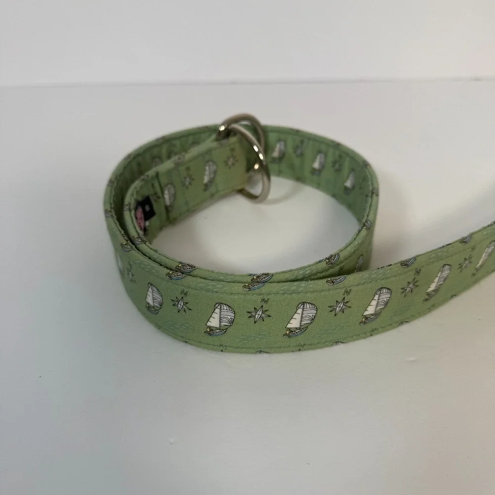 Vineyard Vines Belt Mens Small Sailboat Print Green Beach Fishing Casual Outdoor